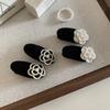 2pcs Pearl Camellia Velvet Hair Clip for Women, Retro Side Short Hair, Forehead Bangs, Floral Headpiece