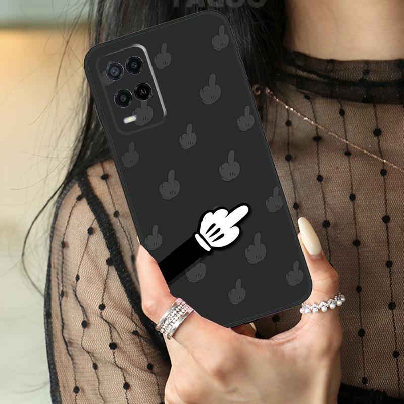 Cartoon Middle Finger For OPPO A57 A17 A77 A16 A76 A96 A58 A78 A98 A74 A94 A5 A9 A15 A52 A72 A93 A53 A54S Case