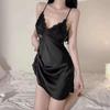 Korean Style Ice Silk Lace Backless Nightdress - Summer Sleepwear Short Skirt for Small Chest