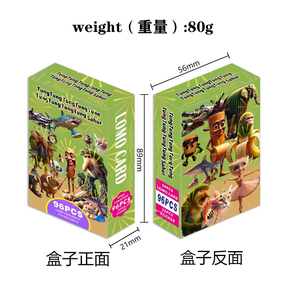 96 шт./Коробка TungTungTungSahur Итальянский Маразм Деревянная Наклейка (36pcs ) + 60 шт. Карточки LOMO TungTungTungSahur Аниме Коллекционный Набор