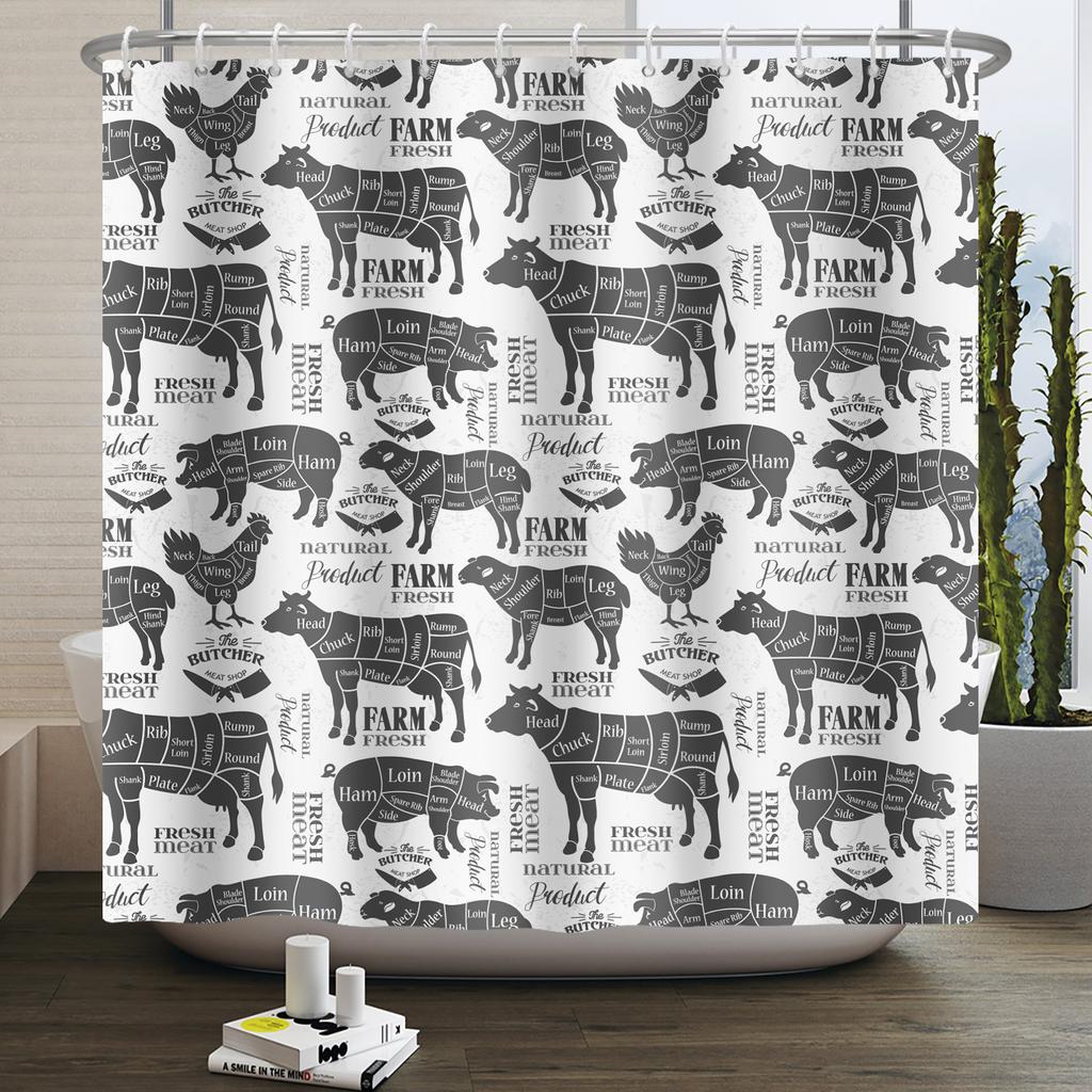 Шторка для душа с фермерскими животными Милая Забавная Корова Курица Свинья Цветок Лошадь Дерево Фермерский дом Амбар Рустикальная Шторка для душа для декора ванной комнаты