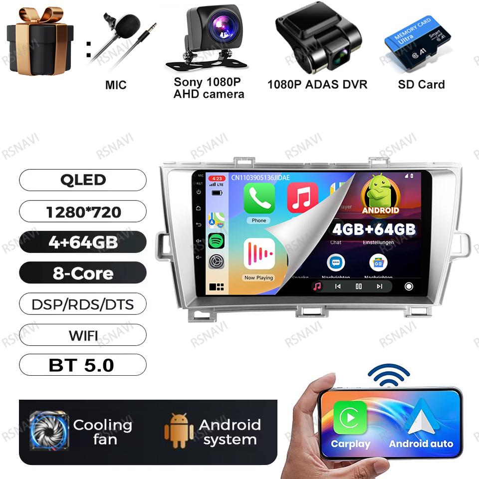 Android 16 Multimedia For Toyota Prius 2009 2010 2011 2012 2013 2015 XW30 Video Player Car Radio BT GPS Autoradio Navigation RDS