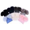 Children's hats rabbit velvet classic striped knitted hats autumn and winter soft cute outdoor wool hats keep warm
