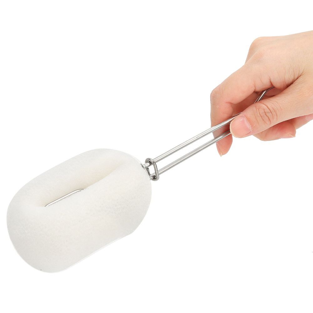 Stainless Steel Handle Sponge Bottle Brush Non-Scratch Long Handle Bottle Brush Tumblers