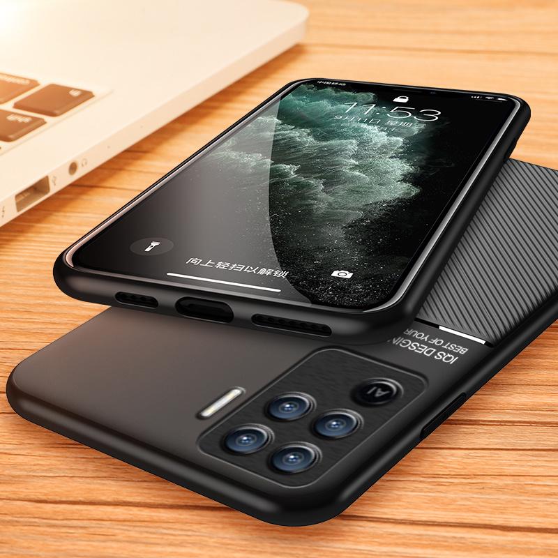 Чехол для OPPO Reno 5 Lite с текстурой кожи, автомобильный магнитный держатель, задняя крышка для Oppo Reno5 Lite Reno 5Lite Renault 5, легкие чехлы