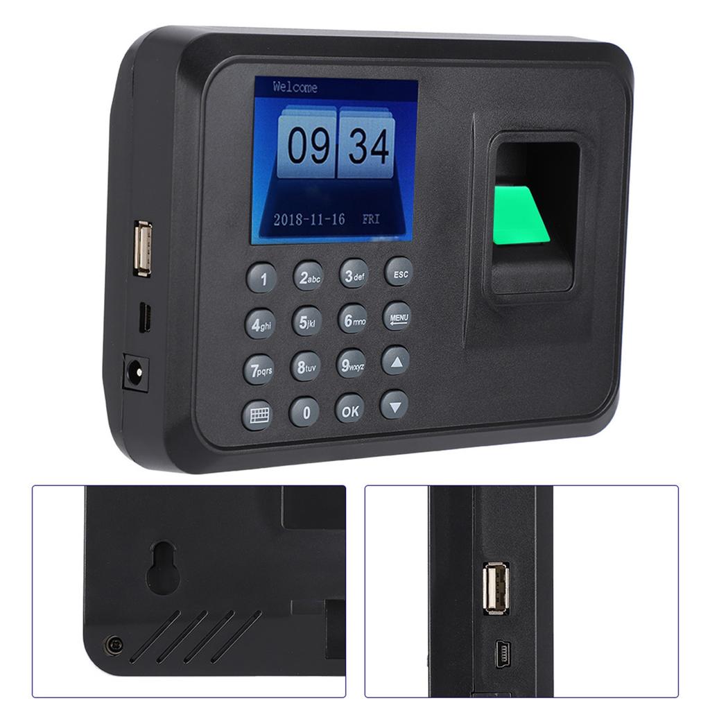 2.4inches TFT LCD Screen Fingerprint Time Clock Attendance Machine Recorder Plug