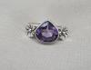 Amethyst Flower Ring, Sterling Silver Floral Boho Ring