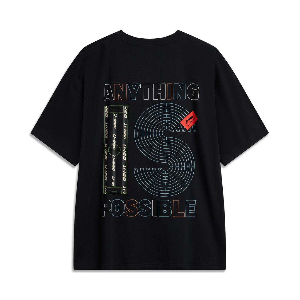 Li-Ning Удобная футболка с круглым вырезом, повседневная, простая, свободная, пуловер, дышащая, с коротким рукавом, мужская, топы, черная AHSU627-4