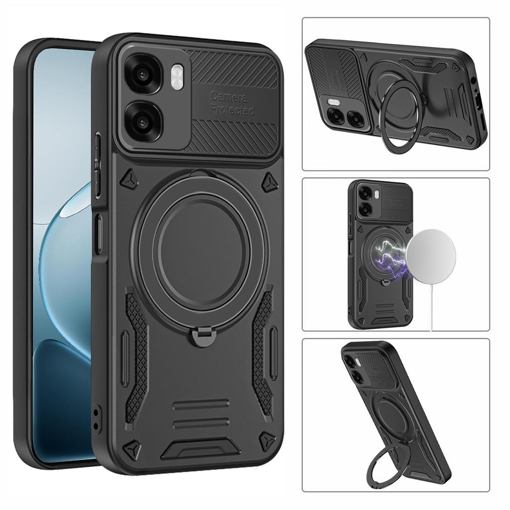 Магнитный чехол для Oppo A6x 5G / A6x 4G, противоударная задняя крышка телефона из ТПУ + ПК с подставкой