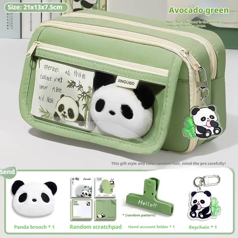 Пенал с пандой, большой вместимости, высокая эстетическая ценность, набор принадлежностей для студенток, сумка для канцелярских товаров для средней школы