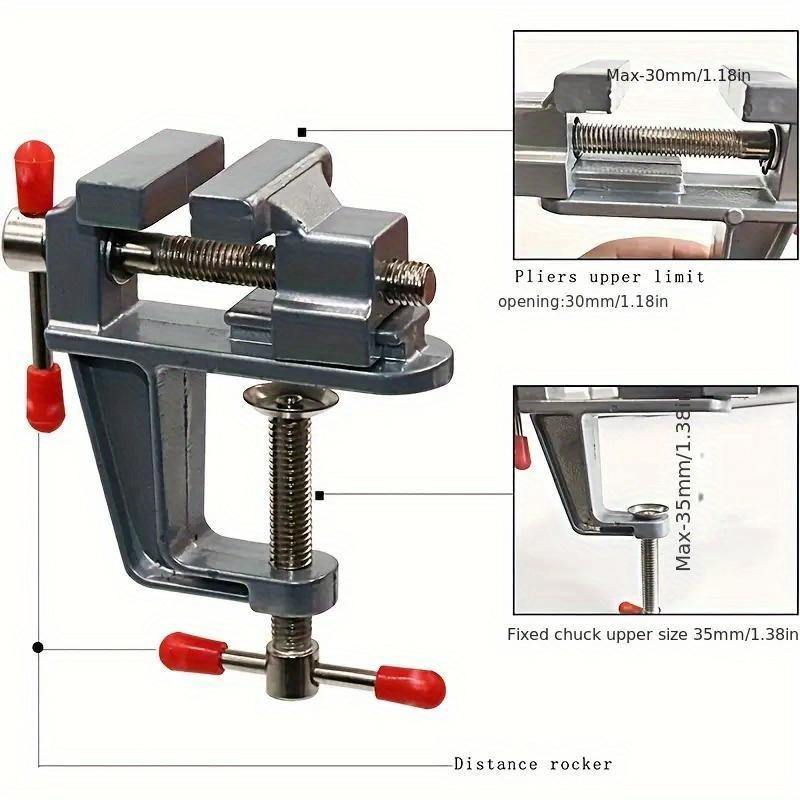 New In Screw Vise for Craft Mold Fixed Repair Tool 35MM Aluminium Alloy Table Bench Clamp Vise Multi-functional Bench Vise Table
