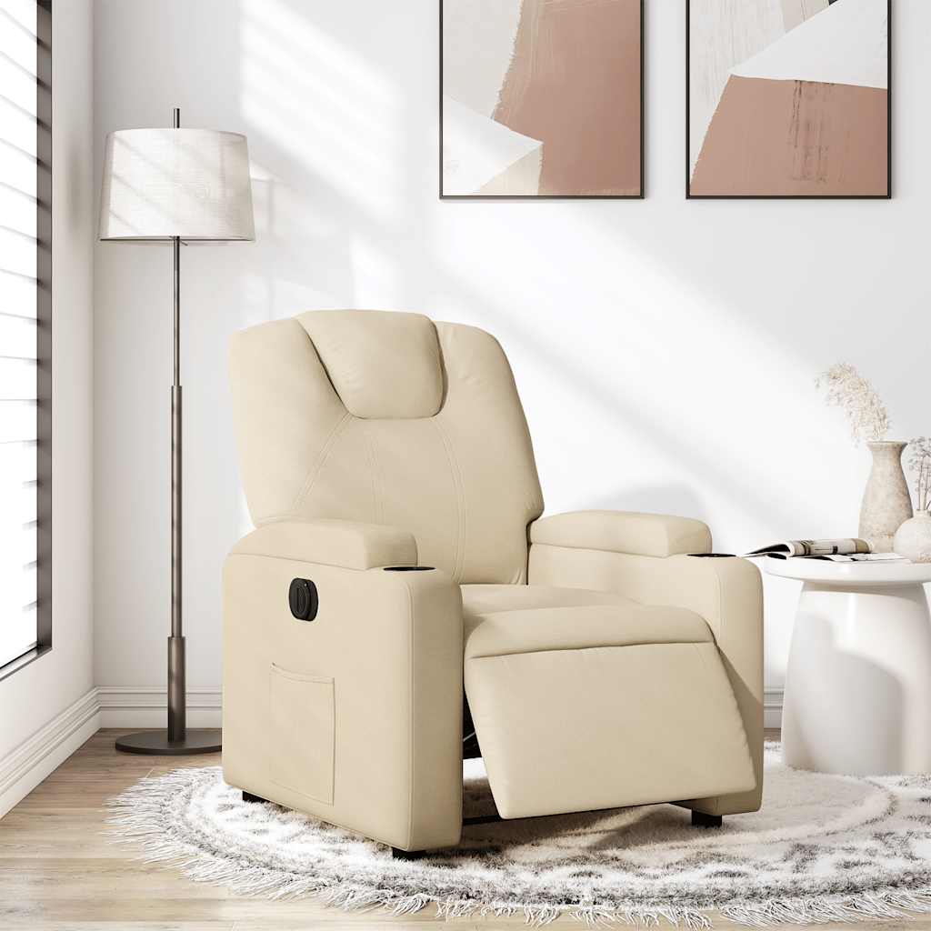Electric Recliner Chair Cream Fabric