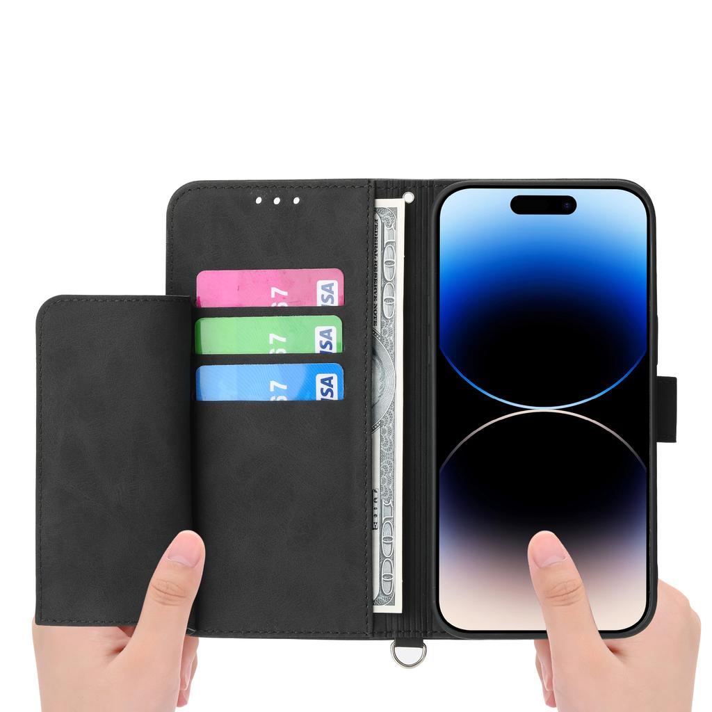 Чехол для iPhone 17 Pro Max с цветочным узором, кошелек из ПУ кожи, чехол для телефона с ремешком