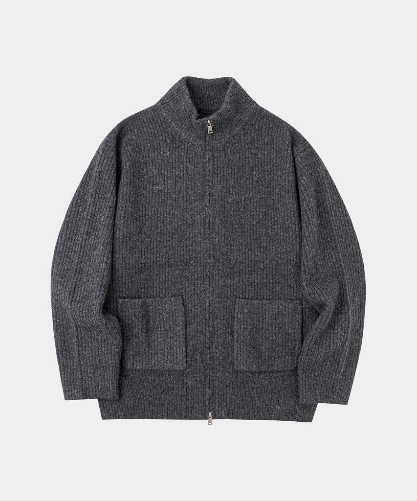 LETTERCOMO High-Neck Kato Wool Knit Zip-Up Brown 3 Colors