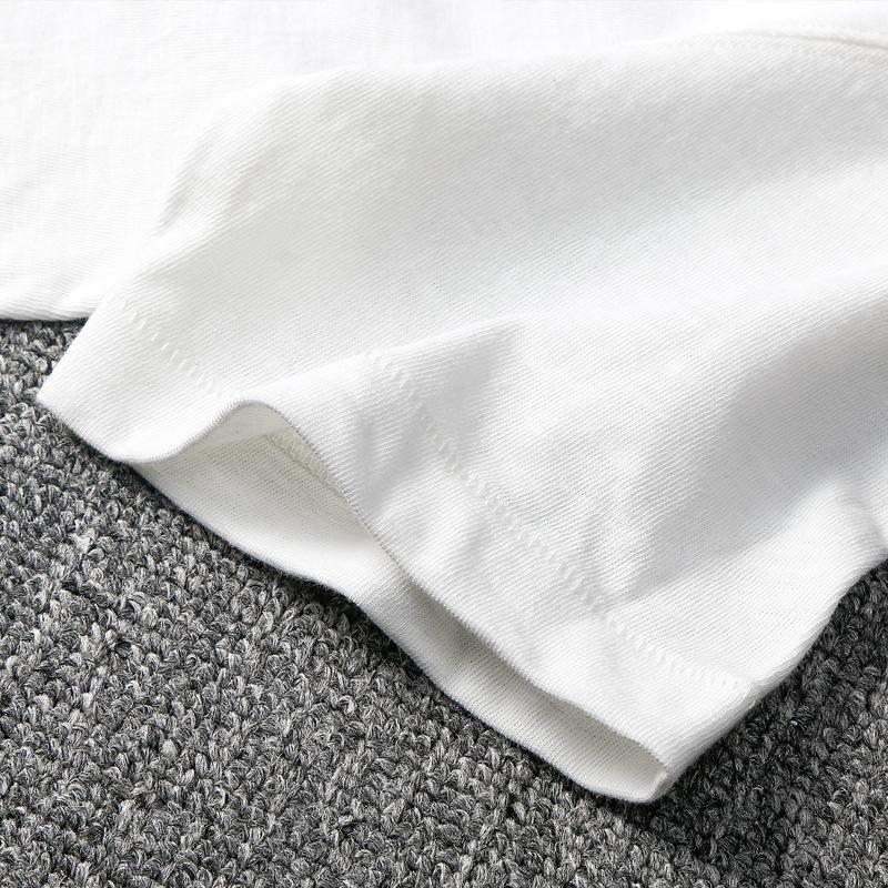Heavyweight Slub Cotton Men‘s T-Shirt Henley Neck American Vintage Loose Soft Undershirt Summer