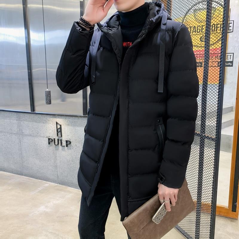 Plus-size Cotton-padded Men's Mid-length Hooded Coat Autumn/Winter Korean Trend Thickened Warm Cotton-padded Men's Cotton-padded Jacket
