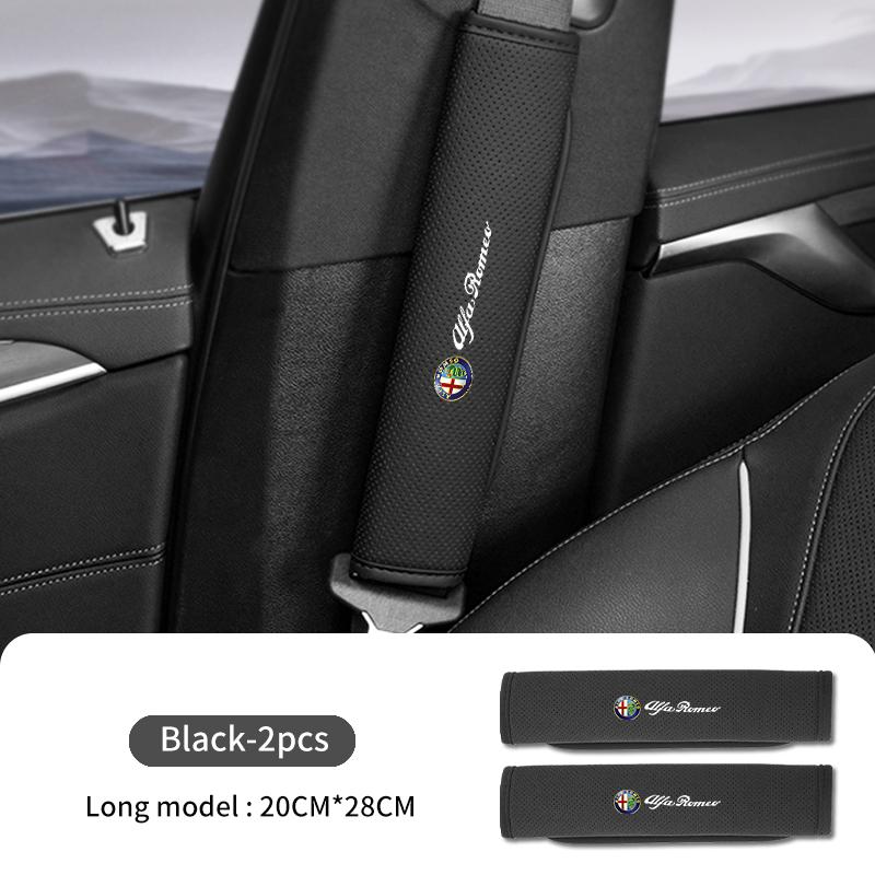 Car Seat Belt Shoulder Cover Leather Shoulder Protector Pad For Alfa Romeo 159 Giulietta 156 147 Giulia Mito GT Stelvio Spider ert853