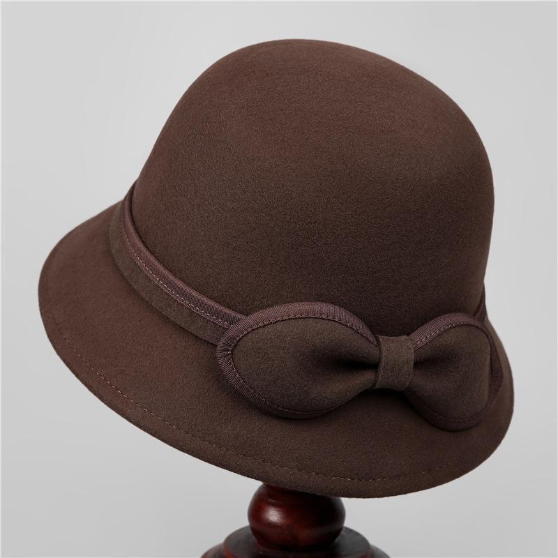 Элегантная фетровая шляпа из шерсти во французском стиле для женщин - осенне-зимняя шикарная легкая фетровая кепка с бантом в стиле рыбалки