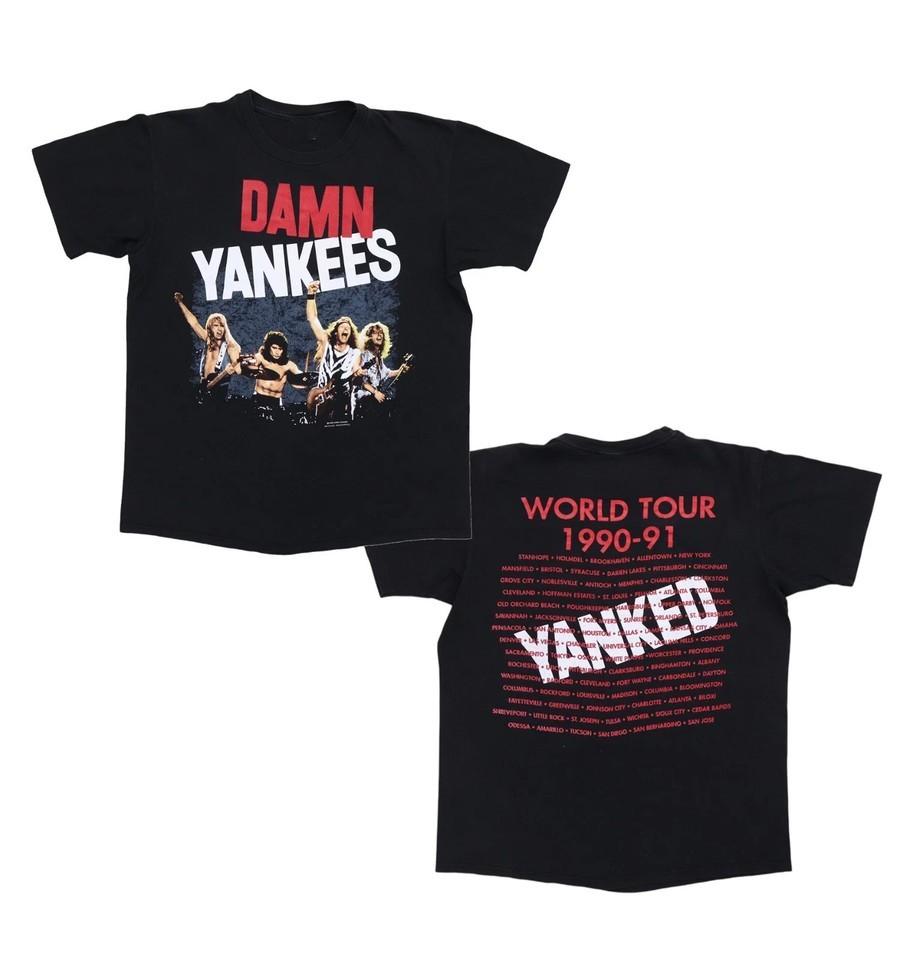 Черная унисекс футболка с принтом на 2 стороны, даты тура 1990 года, группа Damn Yankees, размеры S-5XL
