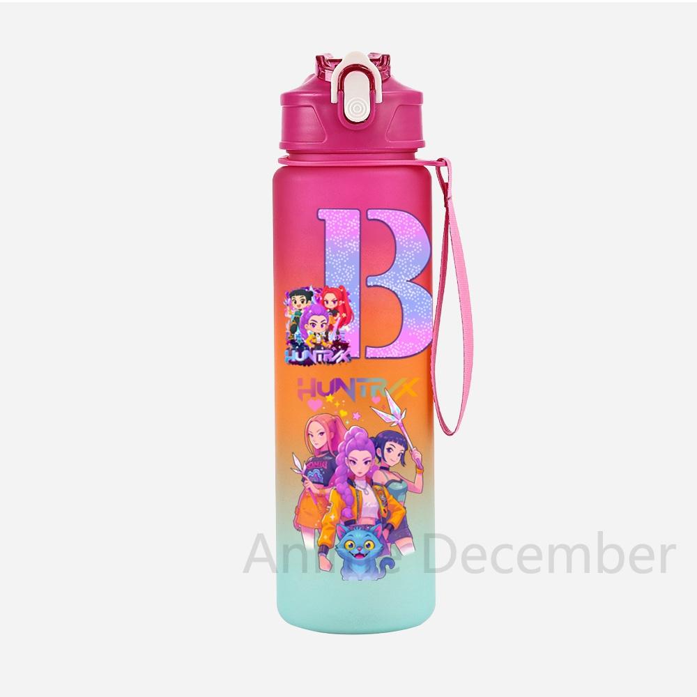 Anime K-Pop Demon Hunters A-Z English Letter Printed Character Water Cup Demon Hunters Large Capacity Outdoor Portable Drinking Bottle for Boy Girl