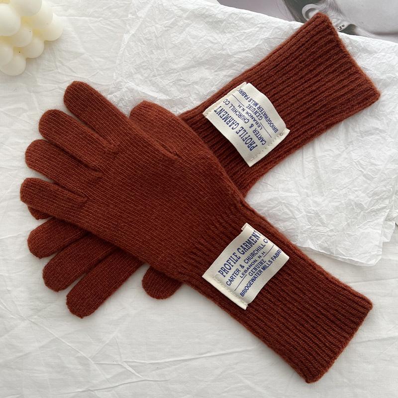 100% Wool Gloves For Women'S Winter Warmth Solid Color Versatile Touch Screen Five Finger Split Finger Gloves