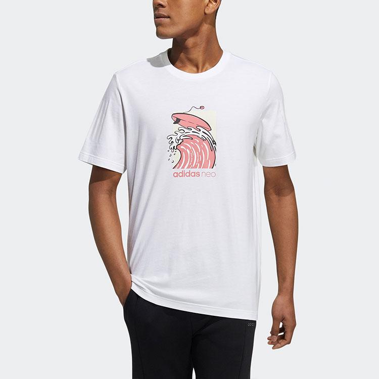 adidas Спортивная футболка с круглым вырезом Neo Surf Print, мужские топы, белая GS2581