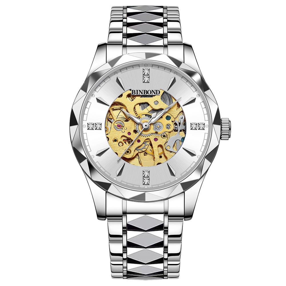 Мужские часы Лучший бренд Водонепроницаемые автоматические полые механические часы с турбийоном Модные синие деловые спортивные часы с кристаллами