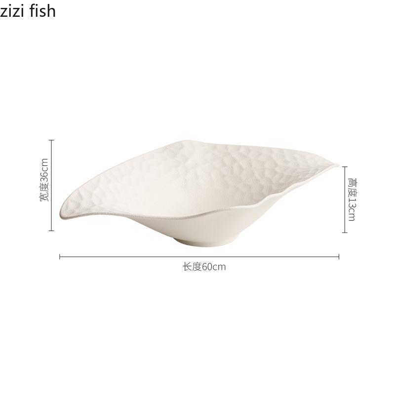 Solid Color Ceramic Sashimi Plate Irregular Salmon Dry Ice Plate Seafood Display Plate Service Dish Molecular Cuisine Tableware