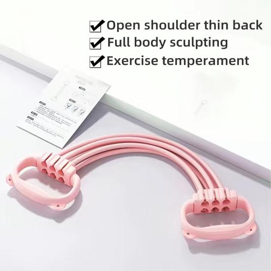 Регулируемая фитнес-лента с 6 трубками и ручкой в виде кошачьего ушка для мужчин и женщин, растяжка для рук, плеч, спины, силовая тренировка, эластичное натяжение