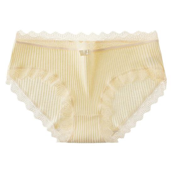 Mid-rise Briefs Thin Breathable Lace Decor Panties for Inner Wear
