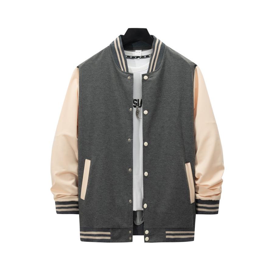 Осень и Зима Повседневные Универсальные Свободные Контрастные Куртки в Стиле Варсити Мужские Куртки