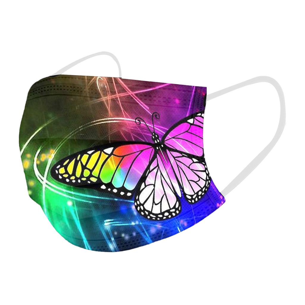 10 шт. Взрослая маска с принтом бабочек Одноразовая защитная для лица