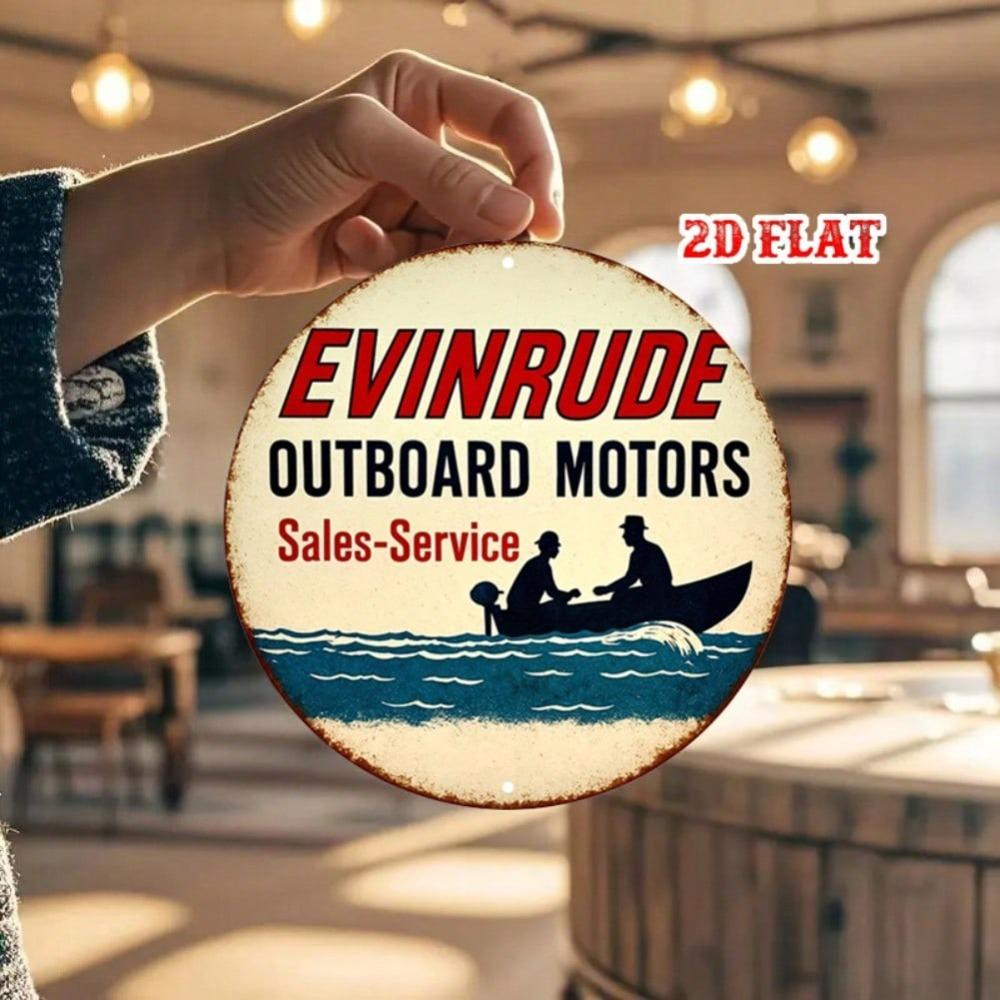 Винтажная металлическая табличка с изображением лодочного мотора Evinrude Морской декор для стены Гараж Лодка Пещера