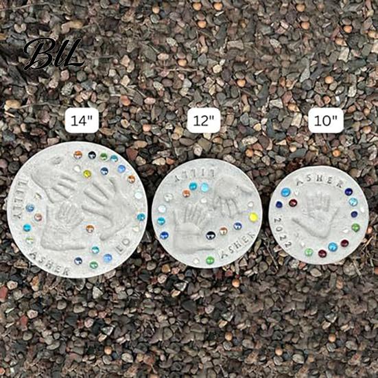 Indoor Outdoor Garden Decor DIY Handprint Stepping Stone Kit, Mother's Day Keepsake Craft Gift, Mother Gift Making Set with Colored Stones for Child