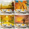 Home Wall Decoration Tapestry Sunset Maple Forest Fallen Leaves Background Hanging Cloth Office Living Room Tapestry