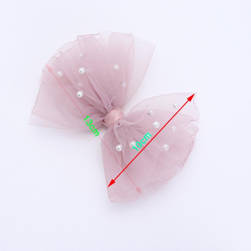 2 Piece 5CM Gauze Hair Clips Imitation Pearl Hair Bows Hairpins Lace Bowknot Hairgrips Princess Headwear Hair Accessories