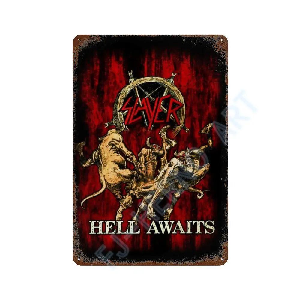 Винтажный Постер Альбома Slayer Хэви-метал Металлическая Жестяная Вывеска Табличка Nordic Настенное Искусство Тарелки для Декора Комнаты Дома Подарки для Мальчика