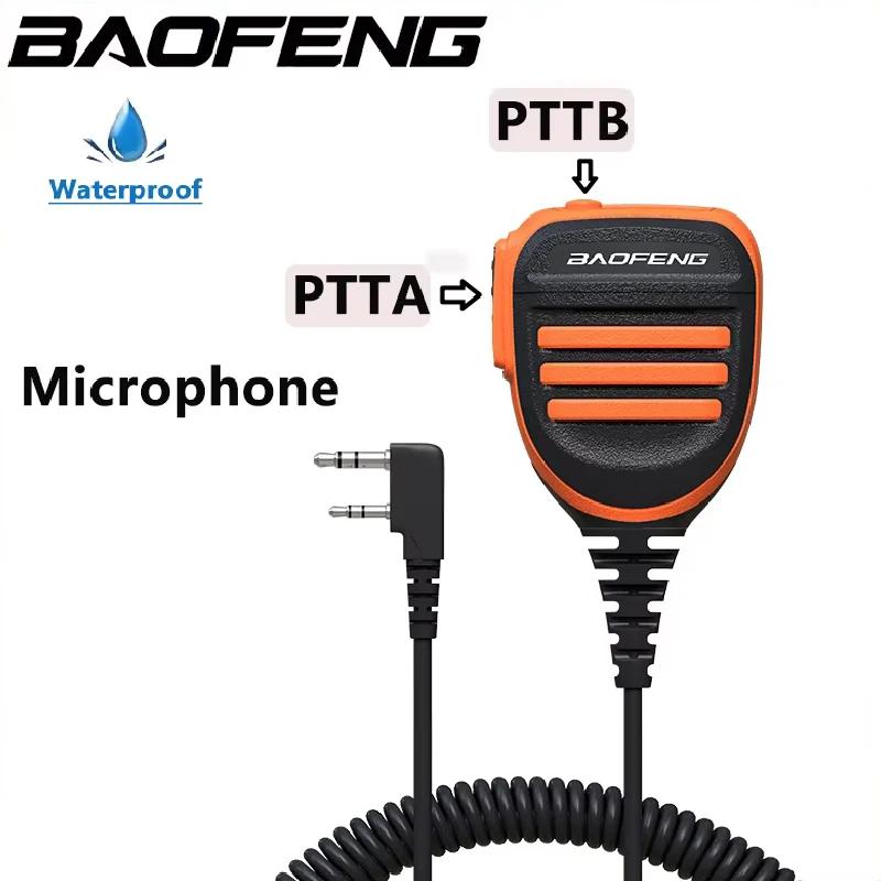 Baofeng UV-5R PTT Microphone Waterproof Camo Walkie Talkie Speaker Radio Mic 2-Pin Kenwood Type Handheld Mic For Quansheng UV-K5