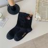 Милые плюшевые носки до середины икры для девочек, осенне-зимние, школьный стиль, милые носки в горошек с кружевом и махрой