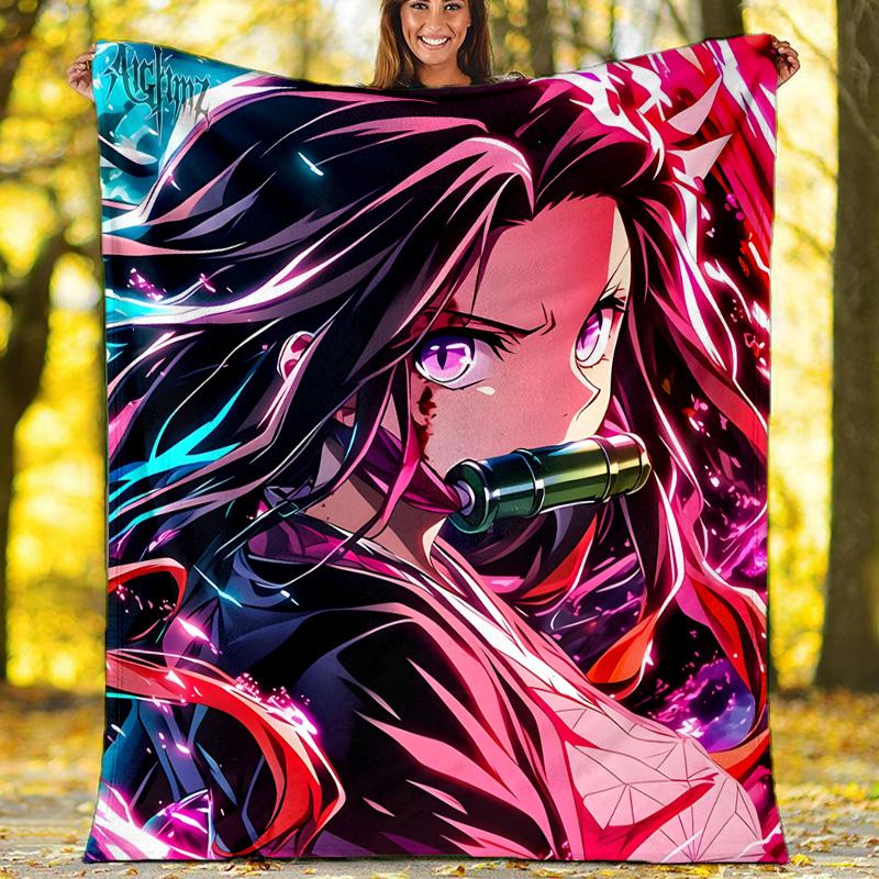 1pc nezouko6 Theme Blanket - Digital Print, Polyester, Cozy for All Seasons, Perfect for Outdoor, and Travel