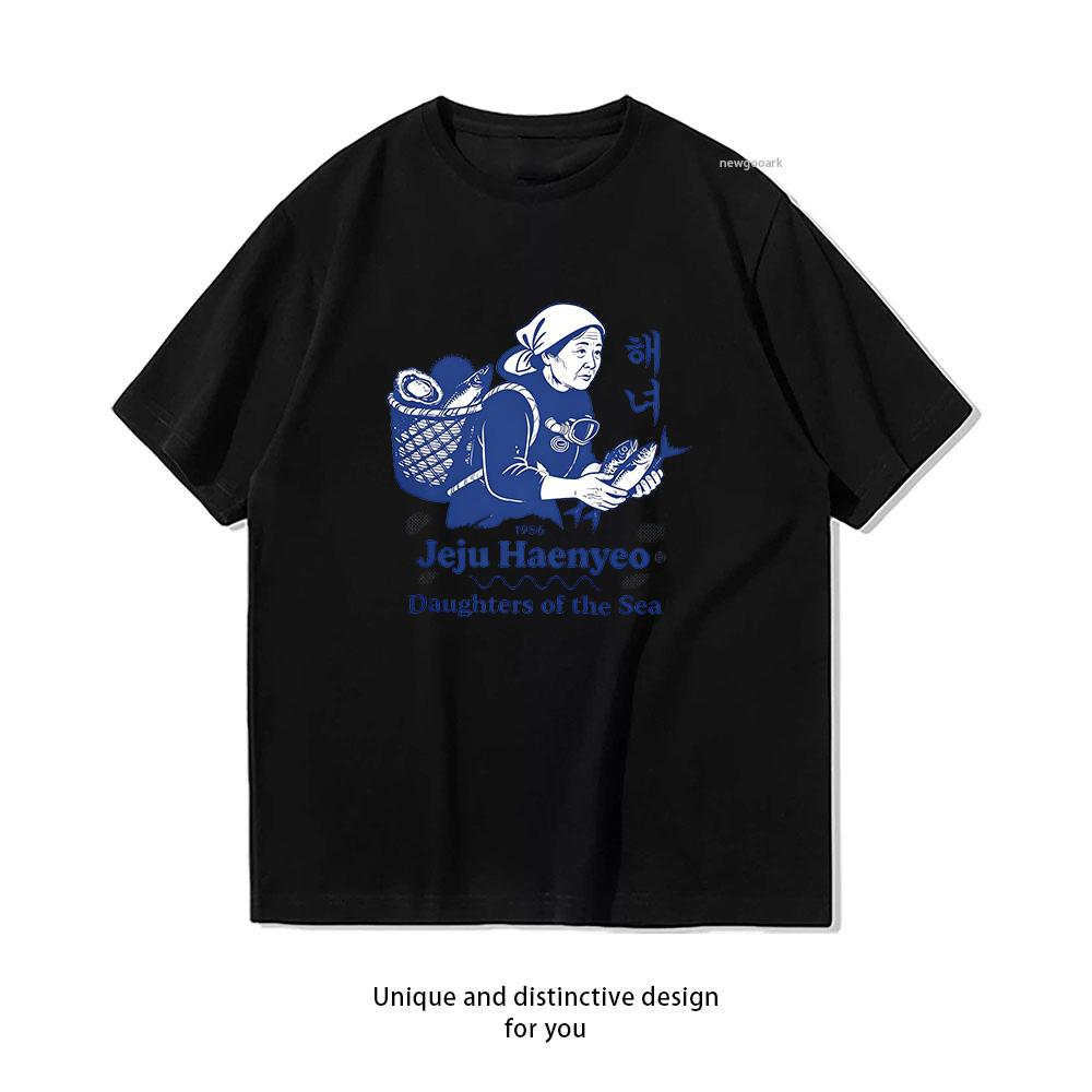 Jeju Island Haenyeo Korean female diver korean outfits korean fashion Shirt Woman Man Summer Cotton Graphic T Shirts Classic