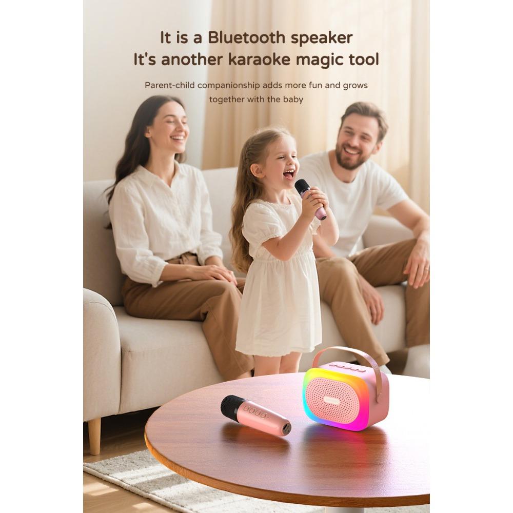 Portable Wireless Bluetooth Speaker with Microphone – All-in-One Karaoke System for Home, Outdoor Use, and Singing (Supports Bass & Memory Card)