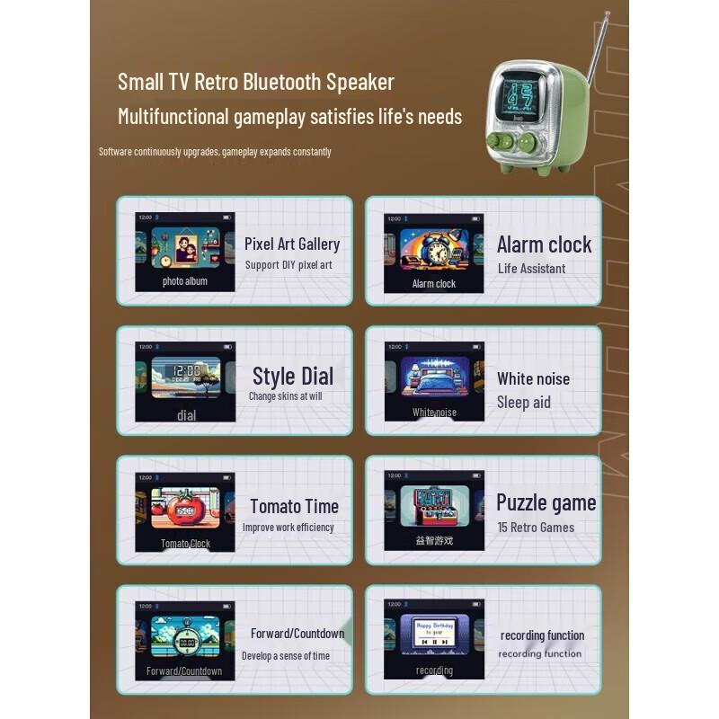 Divoom Retro Mini TV Bluetooth Speaker with Pixel Art Display