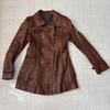 Used [Top Grade Lamb Leather] KIRCILAR Turkish Genuine Leather Double Breasted Coat Brown M