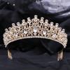 DIEZI New Baroque Korean Gold Color Crown Hair Accessories Luxury Crystal Tiara For Women Wedding Headdress Bridal Hair Zircon