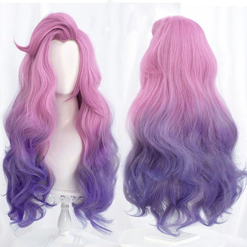 Аниме парик игровой парик Серафина косплей парик KDA косплей вьющиеся розовые фиолетовые парики термостойкие синтетические волосы