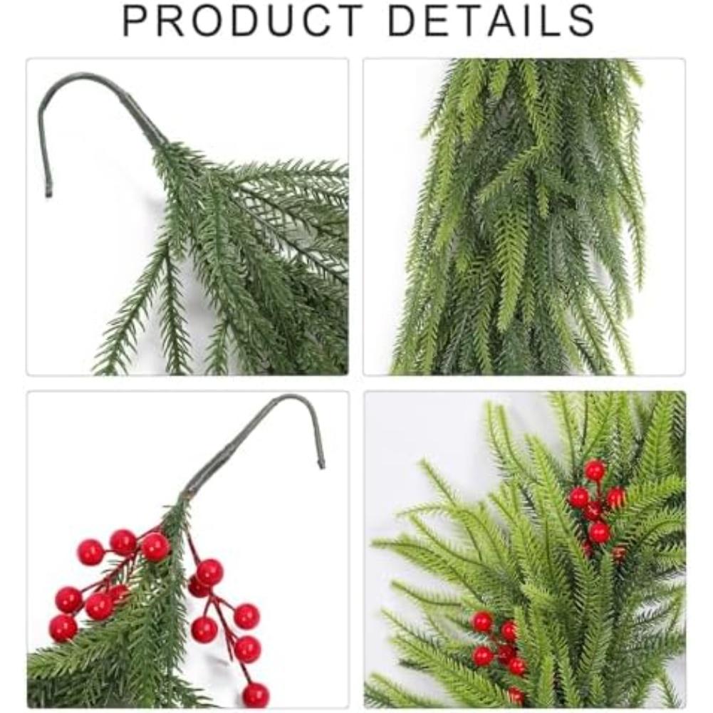 Artificial Pine Branch and Wreath Crafted with PVC for Natural Look Holiday Decorations and Arrangement Options