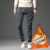 Мужские джинсы 2024 года, осень и зима, облегающие, обтягивающие, в корейском стиле, модные, повседневные, подходящие друг другу, с флисовой подкладкой, утолщенные, эластичные брюки