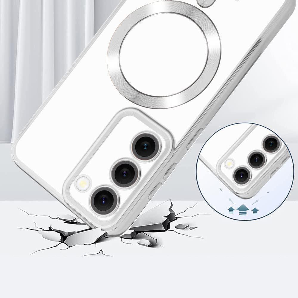Case for Samsung Galaxy S23 Plus, Electro MagSafe, Silver + Glass Screen Protector
