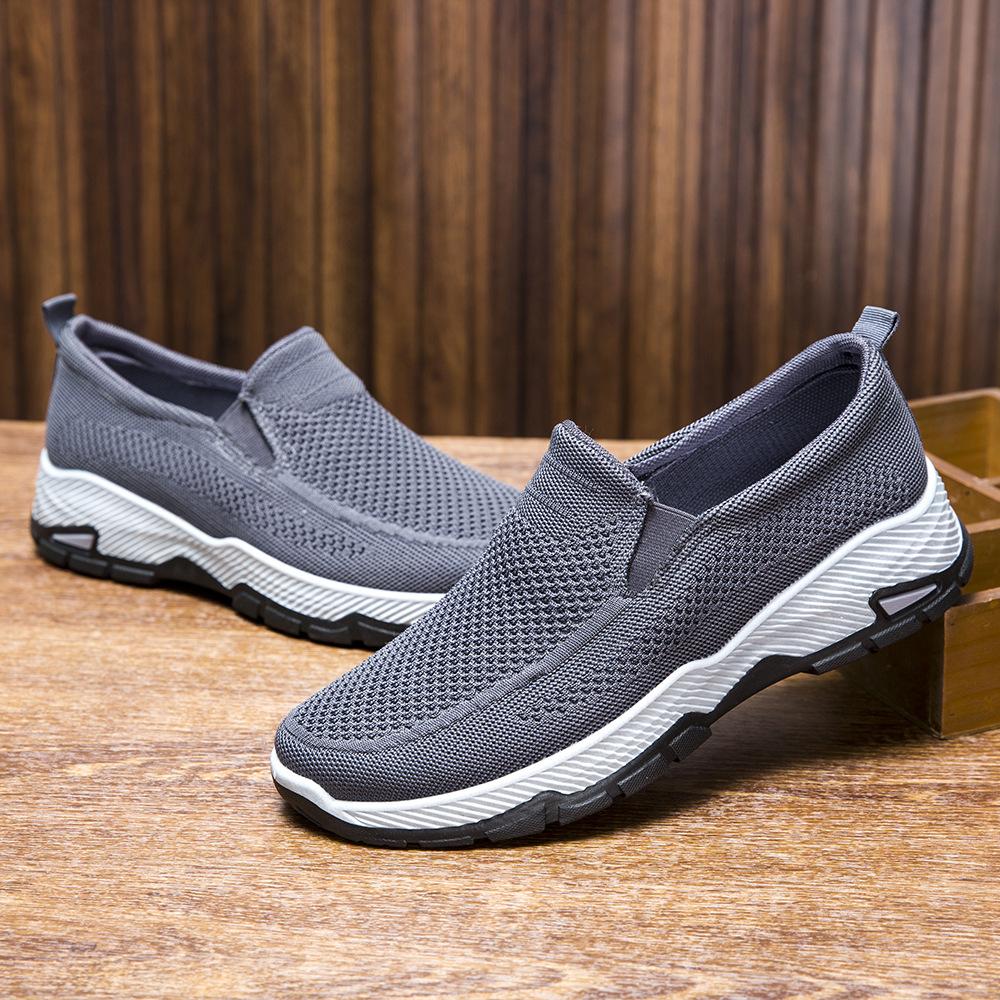Slip-on Loafers Comfortable Pair of Breathable Men's Sneakers Middle-aged Flat Driving Shoes